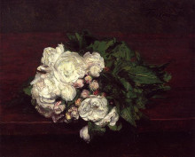 Копия картины "flowers, white roses" художника "фантен-латур анри"