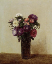 Копия картины "vase of flowers queens daisies" художника "фантен-латур анри"