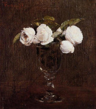 Репродукция картины "vase of roses" художника "фантен-латур анри"