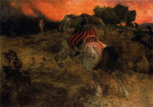 Репродукция картины "astolf rides away with his head lost" художника "бёклин арнольд"