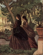 Репродукция картины "zwei damen im garten von castiglioncello" художника "фаттори джованни"