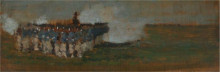Репродукция картины "quadrato di villafranca or esercitazione di tiro" художника "фаттори джованни"