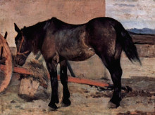 Картина "pferd vor einem wagen" художника "фаттори джованни"