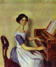 Картина "portrait of nadezhda p. zhdanovich at the piano" художника "федотов павел"