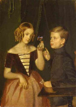 Репродукция картины "portrait of olga ivanovna and fedor ivanov" художника "федотов павел"