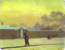 Картина "wintry street on vasilievsky island, st. petersburg" художника "федотов павел"