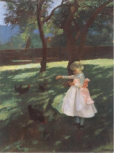 Копия картины "feeding the chickens" художника "ференци карой"