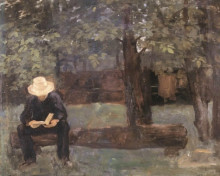 Репродукция картины "man sitting on a log" художника "ференци карой"