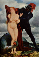 Репродукция картины "angelika, guarded by a dragon" художника "бёклин арнольд"
