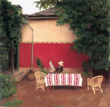 Копия картины "red wall" художника "ференци карой"