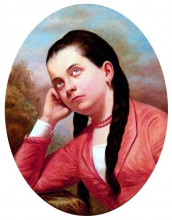 Репродукция картины "portrait of a young woman" художника "феррас де алмейда жуниор хосе"