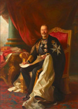 Репродукция картины "this is an image of hm king george v of the united kingdom. he is shown wearing his robes as sovereign head of the most venerable of the hospital of saint john of jerusalem." художника "филдес люк"