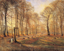 Репродукция картины "late autumn day in the j&#230;gersborg deer park, north of copenhagen" художника "филипсен теодор"