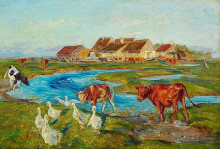 Копия картины "homeward at milking-time. evening. saltholm" художника "филипсен теодор"