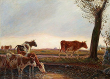 Копия картины "cows homeward bound in the evening" художника "филипсен теодор"