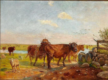 Копия картины "cattle on saltholm" художника "филипсен теодор"