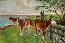 Копия картины "cattle near a gate, saltholm" художника "филипсен теодор"