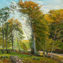 Репродукция картины "road through the woods, autumn" художника "филипсен теодор"
