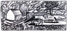 Репродукция картины "пейзаж с двумя животными" художника "филонов павел"