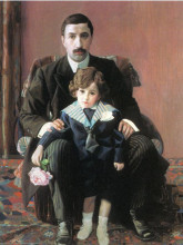 Репродукция картины "портрет а.ф. азибера с сыном" художника "филонов павел"