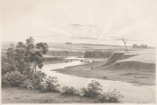Репродукция картины "old ford through the river torrens at adelaide" художника "фон герард ойген"