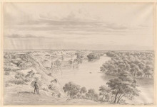 Картина "the river murray and its limestone cliffs three miles above moorundi, south view" художника "фон герард ойген"