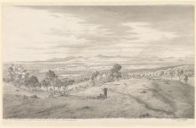 Репродукция картины "view from the bald hills between ballarat and creswick creek, to the west pyrenees and lake burrambeet" художника "фон герард ойген"