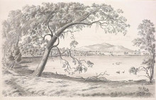 Репродукция картины "western part of lake keilambete and mt noorat, an extinct volcano. mr thomson&#39;s station" художника "фон герард ойген"