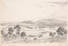 Копия картины "the warrion hills seen from robertson&#39;s hill near colac and in the distance part of the lake corangamite and the australian pyrenees" художника "фон герард ойген"