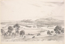 Картина "the warrion hills seen from robertson&#39;s hill near colac and in the distance part of the lake corangamite and the australian pyrenees" художника "фон герард ойген"