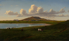 Картина "koort koort-nong homestead, near camperdown, victoria, with mount elephant in the distance" художника "фон герард ойген"