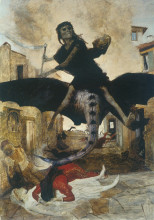 Репродукция картины "the plague" художника "бёклин арнольд"