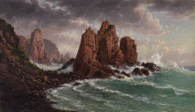 Репродукция картины "view of the granite rocks at cape woolamai" художника "фон герард ойген"