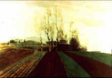 Репродукция картины "arable land corridors in the early spring." художника "бёклин арнольд"