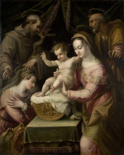 Репродукция картины "holy family with saints margaret and francis" художника "фонтана лавиния"