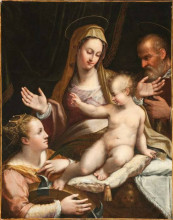 Репродукция картины "the holy family with saint catherine of alexandria" художника "фонтана лавиния"