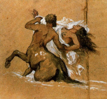 Репродукция картины "centaur and nymph" художника "бёклин арнольд"