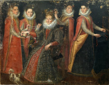 Копия картины "portrait of five women with a dog and a parrot" художника "фонтана лавиния"