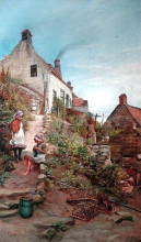 Картина "two girls at a cottage" художника "фостер уильям гильберт"