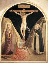 Репродукция картины "распятие с девой марией, марией магдалиной и святым домиником" художника "фра анджелико"
