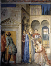 Репродукция картины "св. лаврентий получает сокровища церкви от папы сикста ii" художника "фра анджелико"