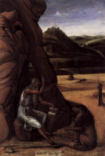 Репродукция картины "св. иероним в пустыне" художника "беллини джованни"