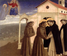 Картина "встреча св. франциска и св. доминика" художника "фра анджелико"