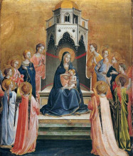 Репродукция картины "богородица с младенцем на троне с двенадцатью ангелами" художника "фра анджелико"