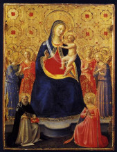 Копия картины "богородица и младенец со св. домиником и катериной александрийской" художника "фра анджелико"