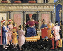 Копия картины "святые косьма и дамиан представляют своих братьев проконсулу лисиасу" художника "фра анджелико"