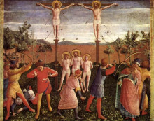 Репродукция картины "святые косма и дамиан распяты и побиты камнями" художника "фра анджелико"
