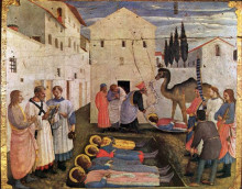 Репродукция картины "погребение святых космы и дамиана" художника "фра анджелико"