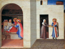 Картина "исцеление палладии святыми космой и дамианом" художника "фра анджелико"