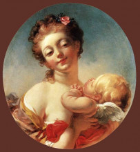 Репродукция картины "venus and cupid" художника "фрагонар жан-оноре"